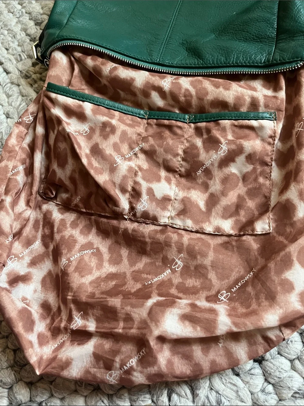 B. Makowsky emerald green “Meteopolitan Hobo)” leather purse